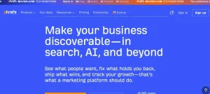 Screenshot tampilan depan Ahrefs untuk mengecek DA PA

