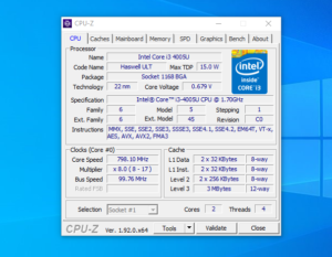 Cek dengan CPU-Z