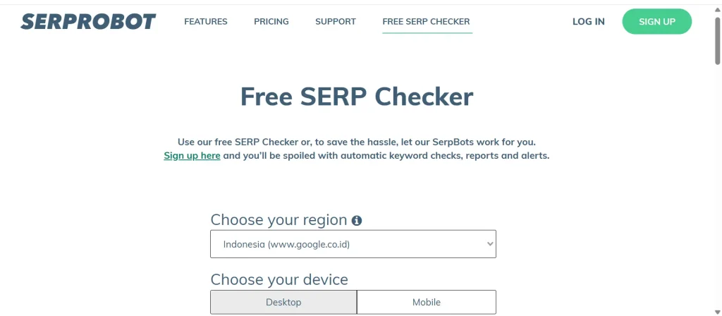Laman muka SERPRobot