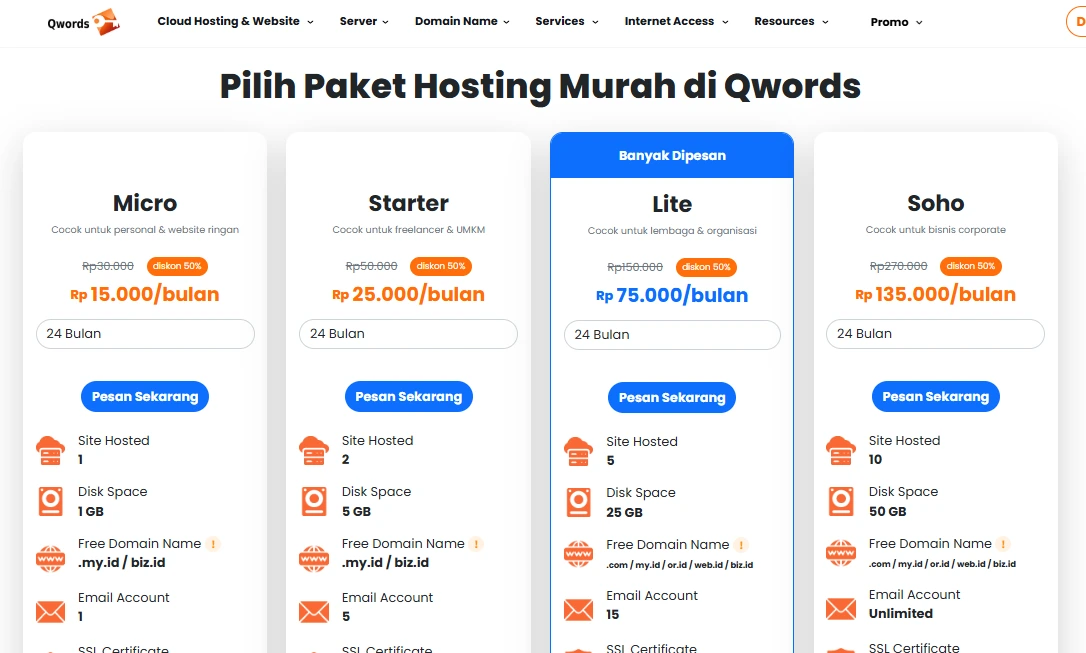Paket Hosting Murah di Qwords