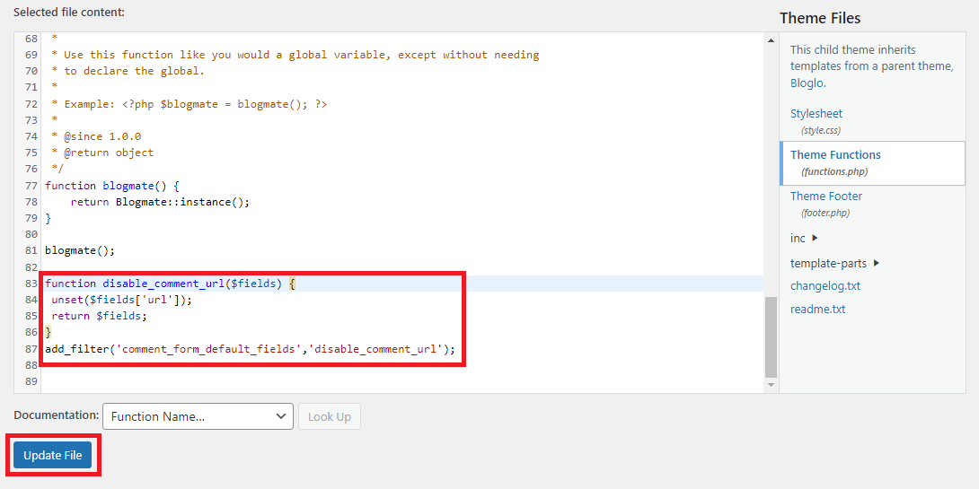 paste di baris paling bawah seperti contoh ini