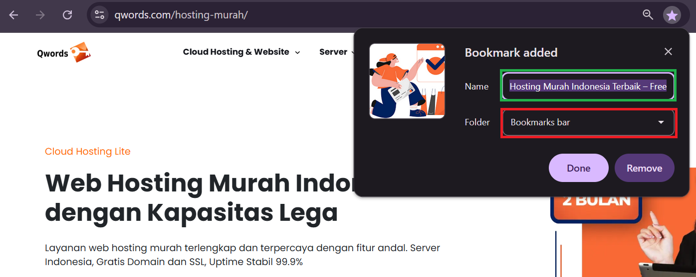 membuat bookmark di chrome