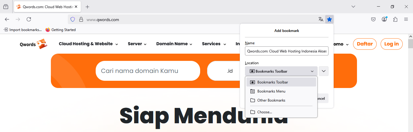 cara membuat bookmark di firefox