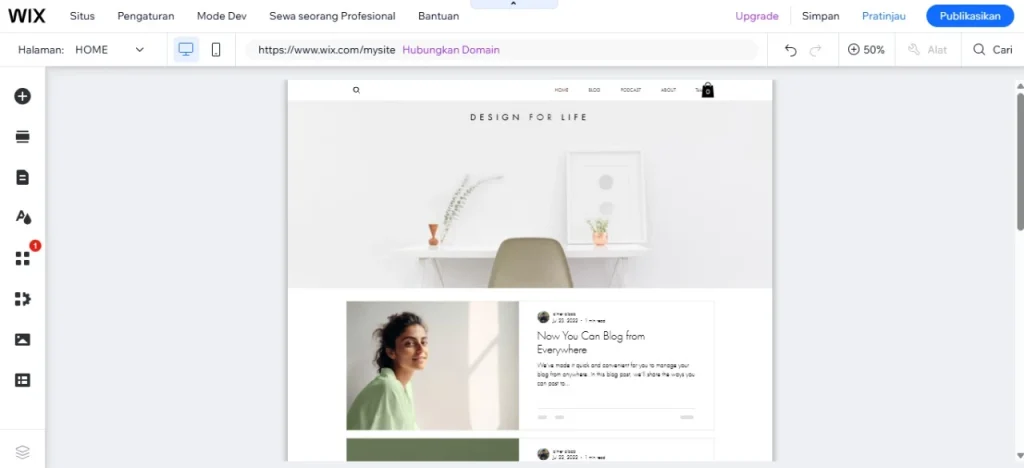 cara membuat website di wix