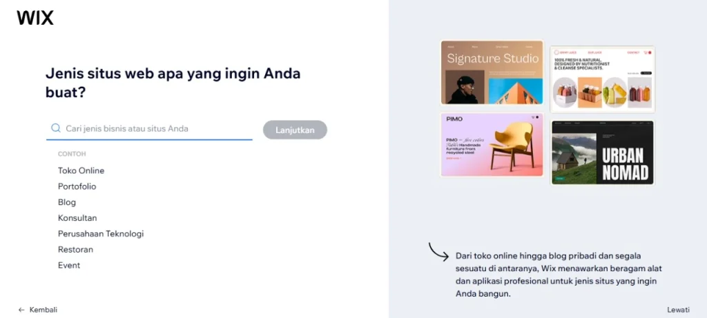 cara membuat website di wix