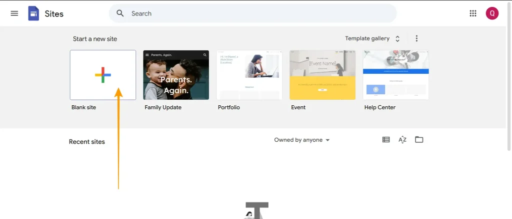 Laman awal Google Sites