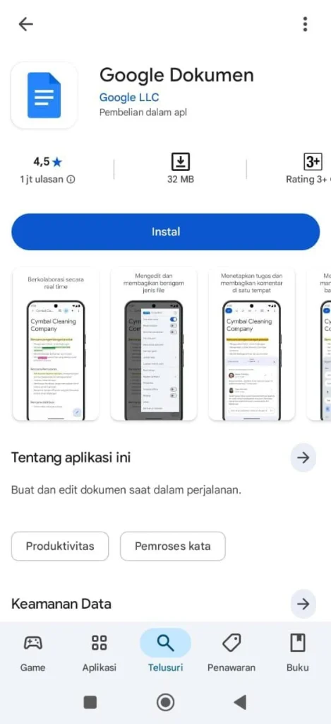 cara pakai gdocs di HP