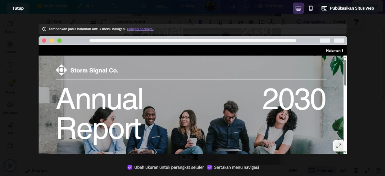 Cara mudah buat web di canva