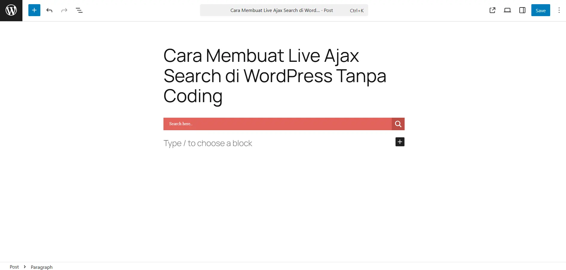 cara membuat live seach ajax di wp tanpa coding