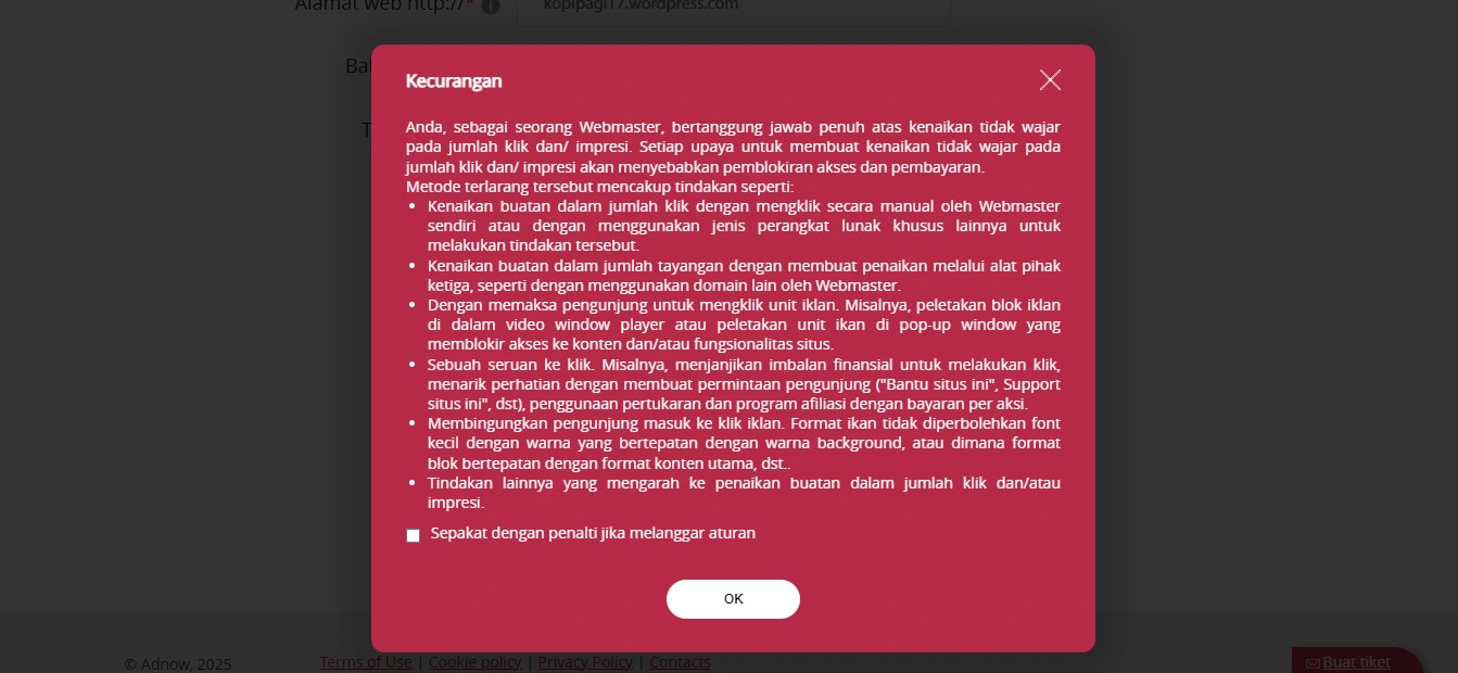 cara pasang iklan adnow di wordpress