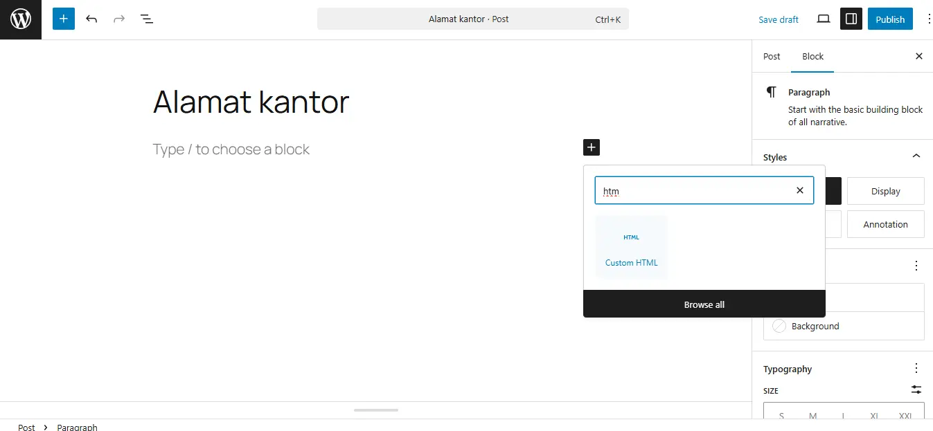 6 Klik widget custom html