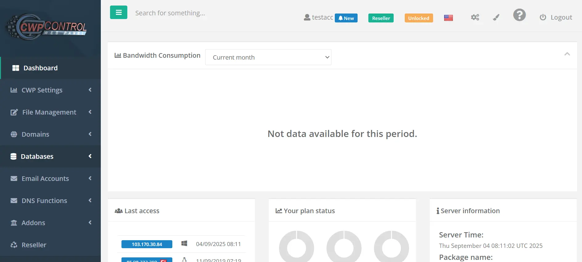 tampilan demo dashboard CWP