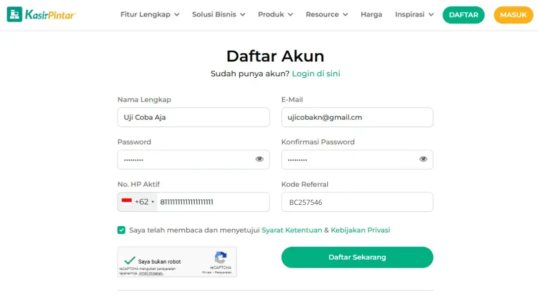 Kode referral kasir pintar
