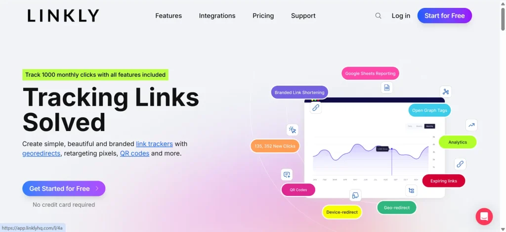 Tampilan laman muka Linkly