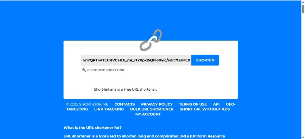 Menyingkat link dengan Short-link.me