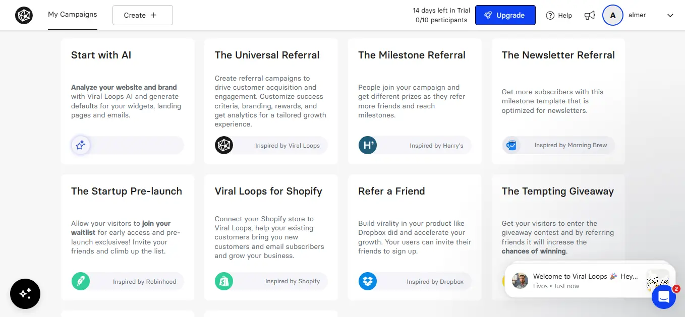 Membuat kode referral di viral loops