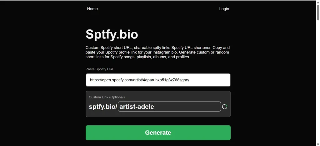 membuat short link Spotify