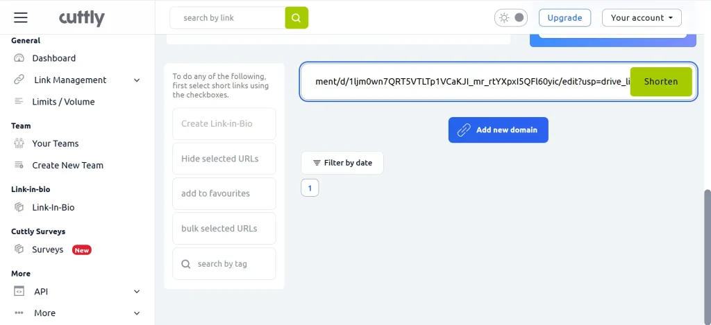 Membuat link lebih pendek dengan Cuttly