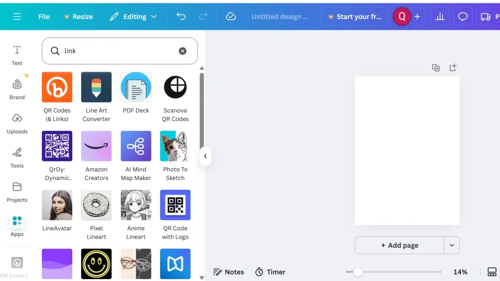 Bitly di aplikasi Canva
