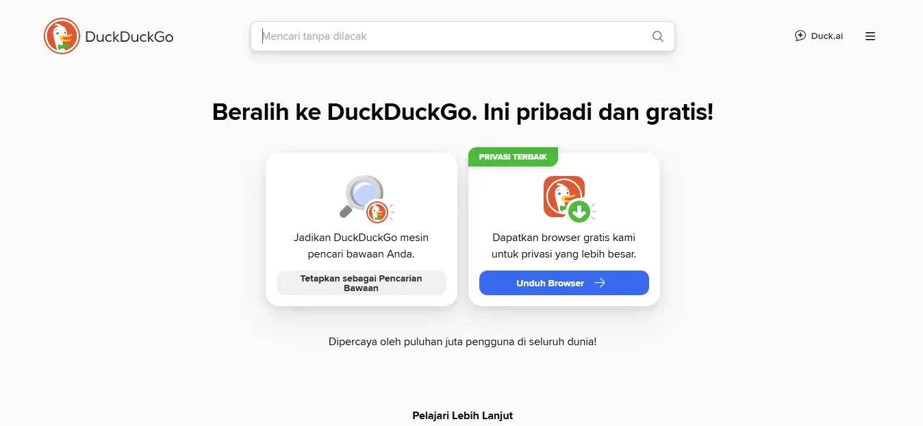 Cara kerja search engine DuckDuckGo