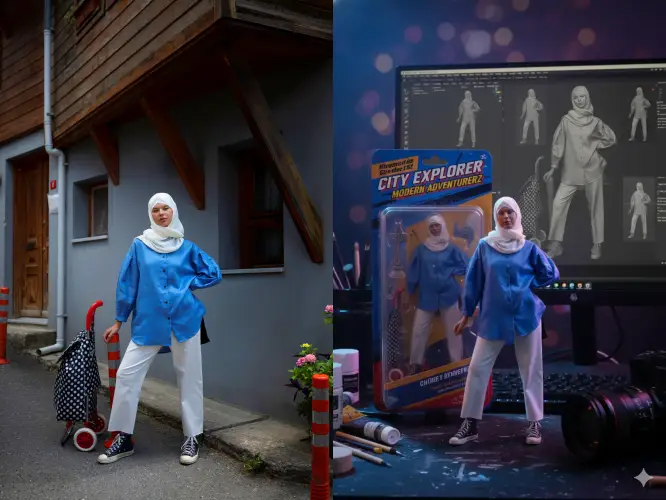 Prompt foto action figure figurine Gemini AI