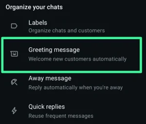 Greeting message WhatsApp Bisnis