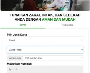 Screenshot membayar zakat secara online tetap sah secara hukum Islam. Dok. BAZNAS