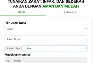 Screenshot platform resmi bayar zakat online dengan domain tepercaya. Dok. BAZNAS