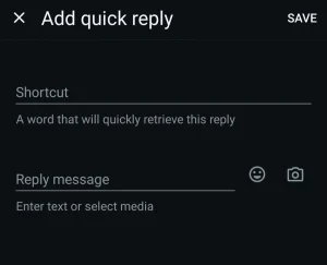 Masukkan shorcut quick replies di WhatsApp Bisnis