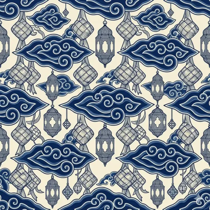 Prompt AI Lebaran Qwords - Ilustrasi Batik Kertas Kado