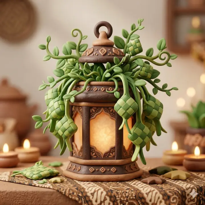 Prompt AI Lebaran Qwords - Ilustrasi Gaya Clay