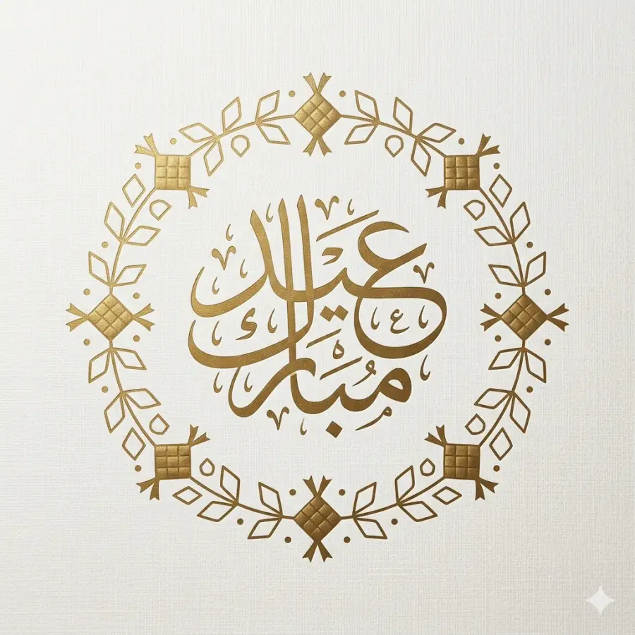 Prompt AI Lebaran Qwords - Ilustrasi Kaligrafi