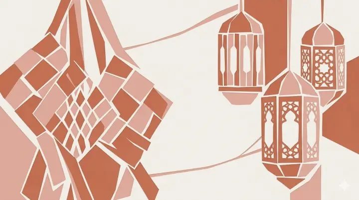 Prompt AI Lebaran Qwords - Ilustrasi Ketupat Abstrak Geometris