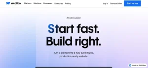 Editor Webflow AI Builder untuk membuat website dengan desain kompleks menggunakan no code dan bantuan AI website generator.