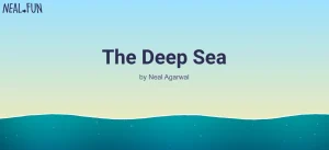 Website The Deep Sea dengan tampilan kedalaman laut dan makhluknya sebagai eksplorasi interaktif saat gabut.